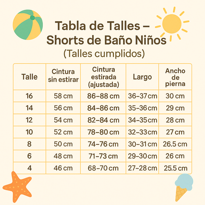 Short de baño niño- NORMAL LISO (NO mágico)